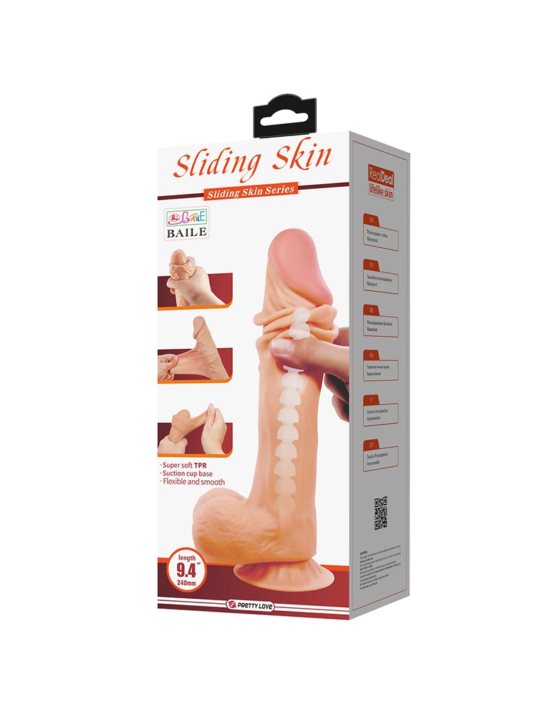 Pretty Love - Orton - Sliding Skin Dildo - Lengte 24 cm - Diameter 5 cm - Lichte Huidskleur