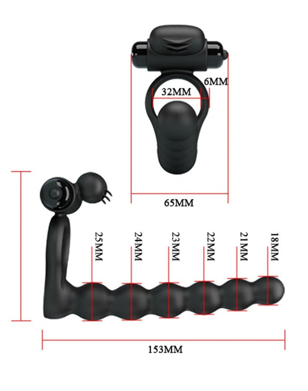 Pretty Love - Hercules - Vibrerende Cockring Met Buttplug - Zwart