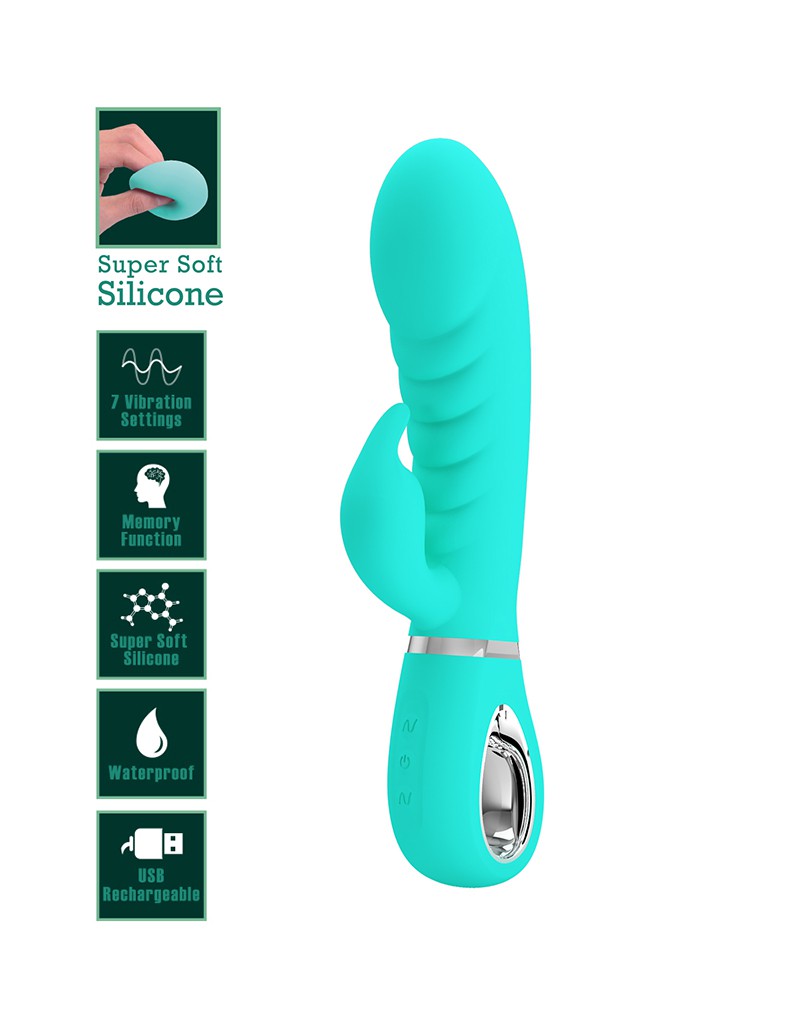 Pretty Love - Prescott - Rabbit Vibrator - Dubbele Motor - Turquoise