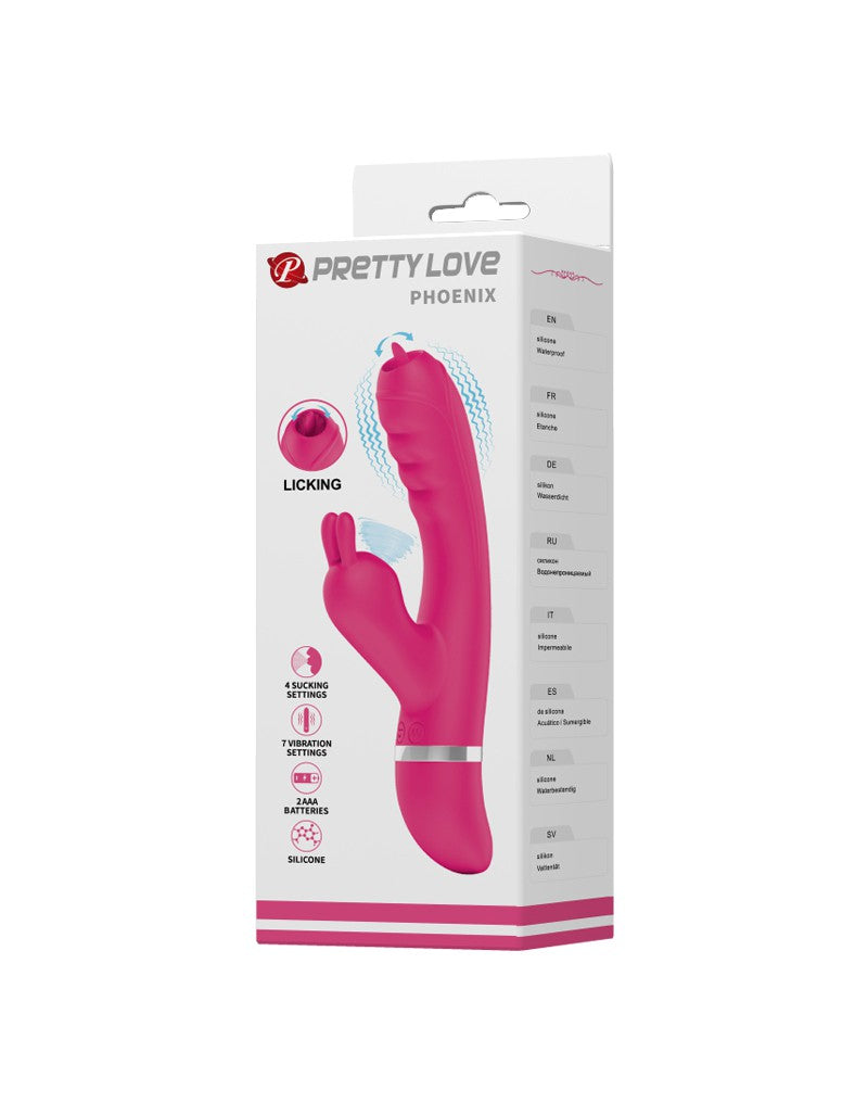 Pretty Love - Phoenix - Rabbit Vibrator Met Luchtdruk Stimulatie - Roze