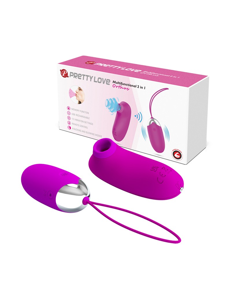 Pretty Love - Vibrerend Eitje plus Luchtdruk Vibrator ORTHUS - Roze