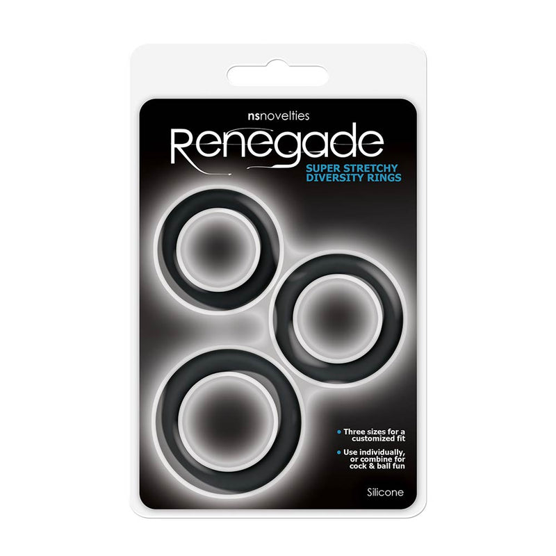 Renegade - Diversity Rings - Rekbare Cockringen Set - Zwart