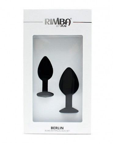 Rimba - Berlin - Bling Buttplug - Set Met 2 Buttplugs Met Kristal - Zwart