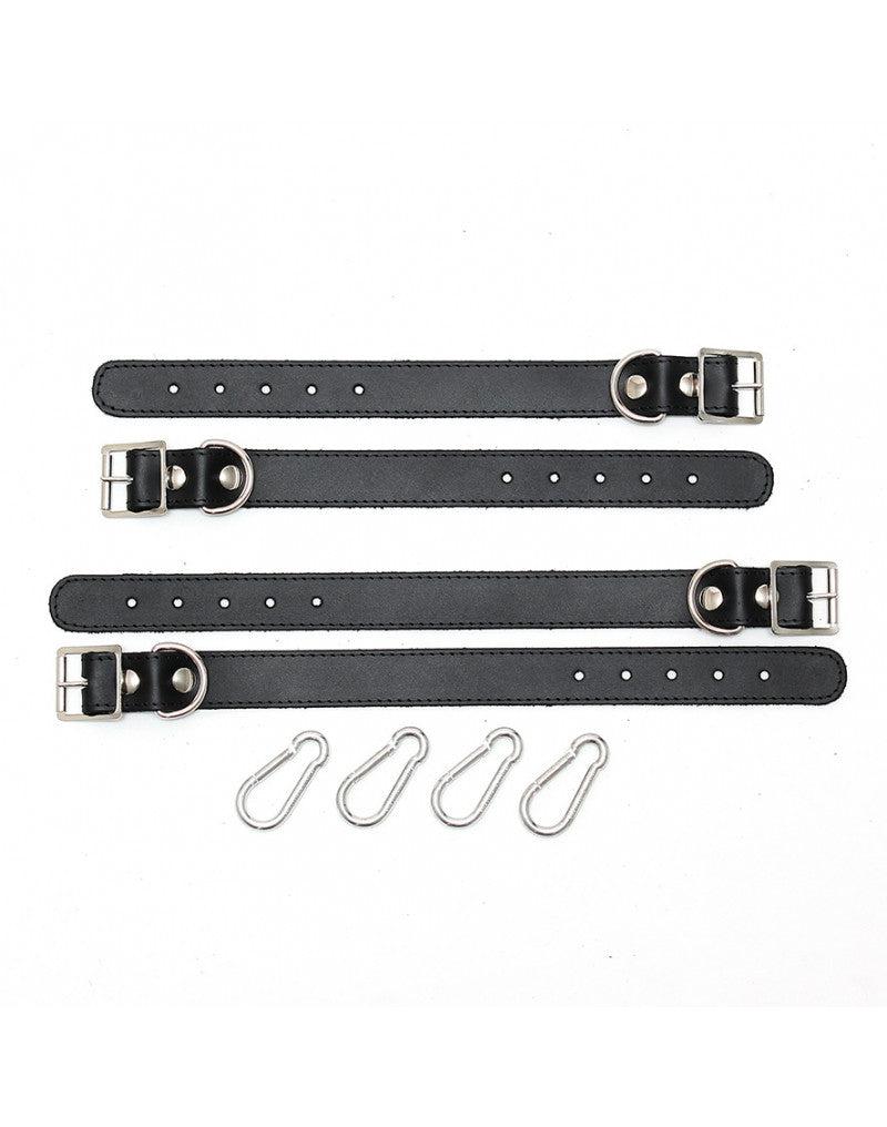 Rimba - Basic Bondage Set handboeien En voetboeien Leer - Zwart