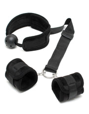 Rimba - Bondageset - Mondknevel - Boeien - Velcro - Zwart - Diameter Gag 45 mm 