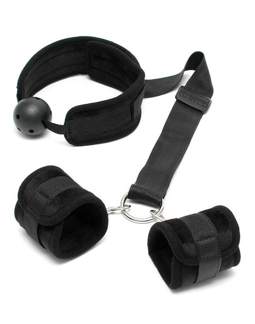 Rimba - Bondageset - Mondknevel - Boeien - Velcro - Zwart - Diameter Gag 45 mm 