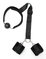 Rimba - Bondageset - Mondknevel - Boeien - Velcro - Zwart - Diameter Gag 45 mm 