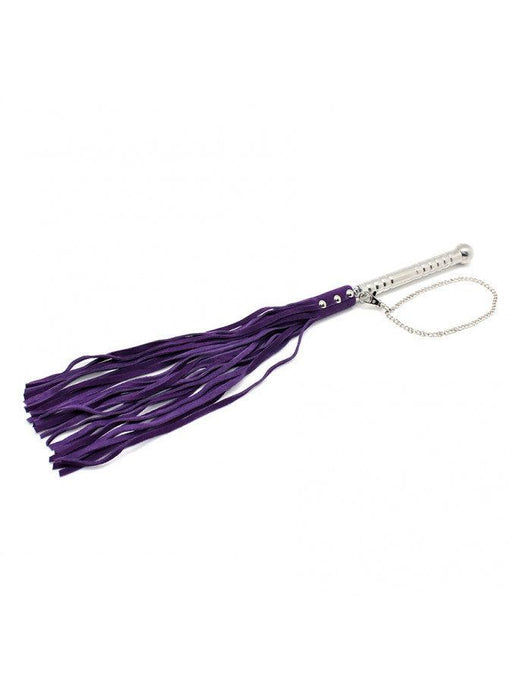 Rimba - Flogger - Suede Stroken - Zweep Met Metalen Handvat - Paars