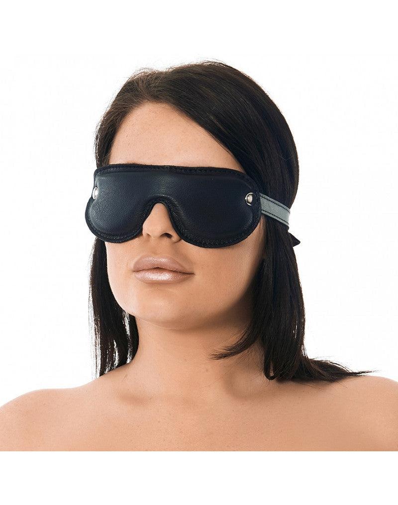 Rimba Bondage Play - Gevoerde Blinddoek Leer - Zwart