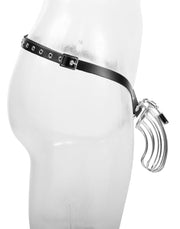 Rimba - Kuisheidsgordel - Leren Kuisheid Slip Met Metalen Kuisheidskooi - One Size