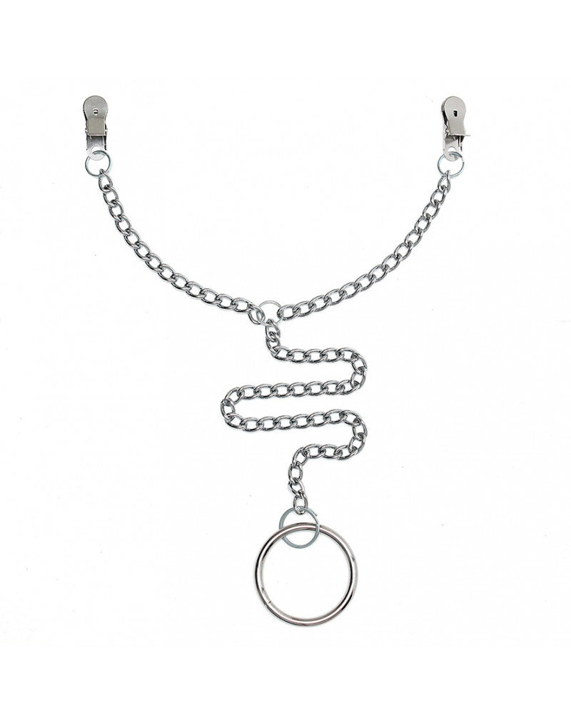 Rimba - Metalen Tepelklemmen Met Ketting En Scrotum Ring Ø 50 mm