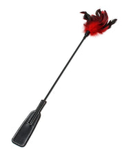Rimba - Paardrijzweepje En Veren Kietelaar - 2 In 1 speeltje - Rood/Zwart