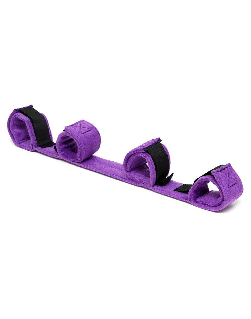 Rimba Bondage Play - Spreader Bar - spreidstang Met vier Boeien - Zwart/Paars