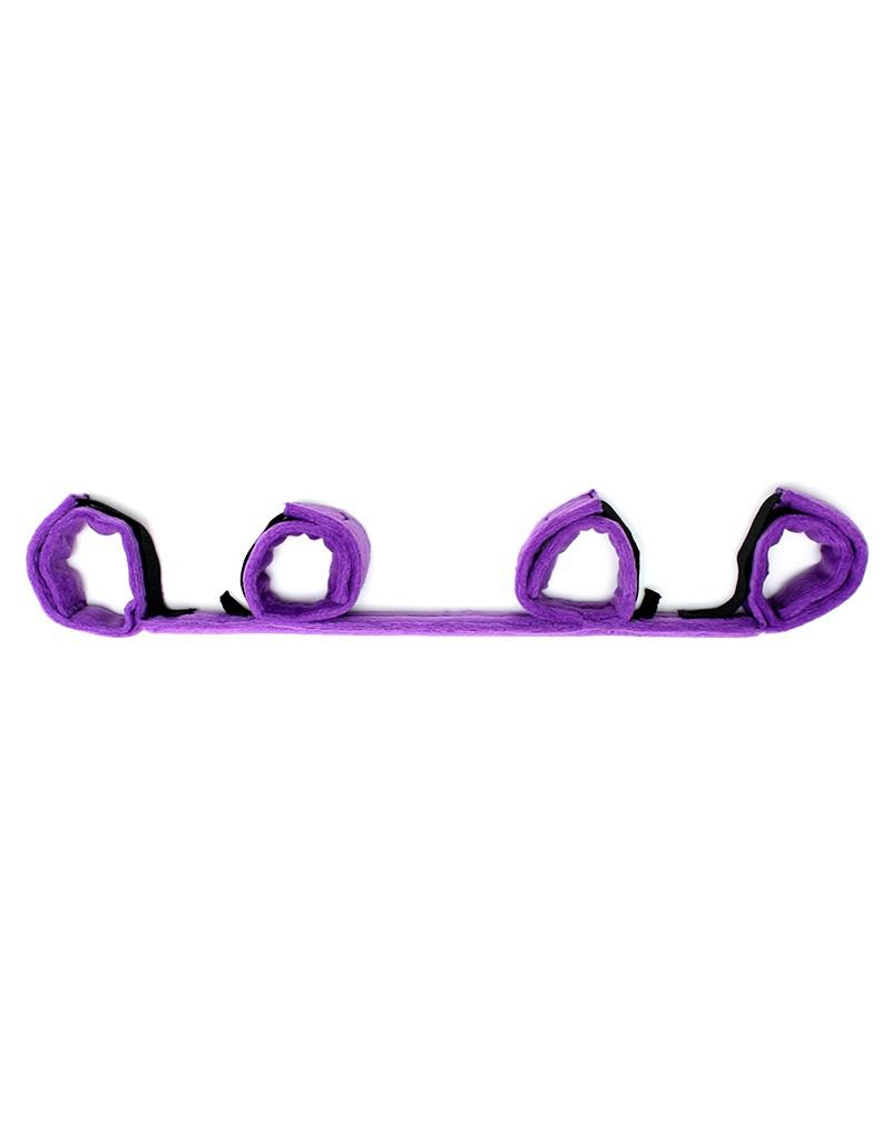 Rimba Bondage Play - Spreader Bar - spreidstang Met vier Boeien - Zwart/Paars