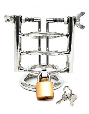 Rimba - Urinebuis Stretcher Met Cockring En Hangslot - RVS