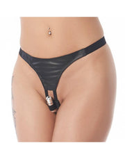 Rimba Bondage Play - Vibrerend Slipje - Vibrerende Lingerie Met Bullet Vibrator - G String - Leer - Zwart