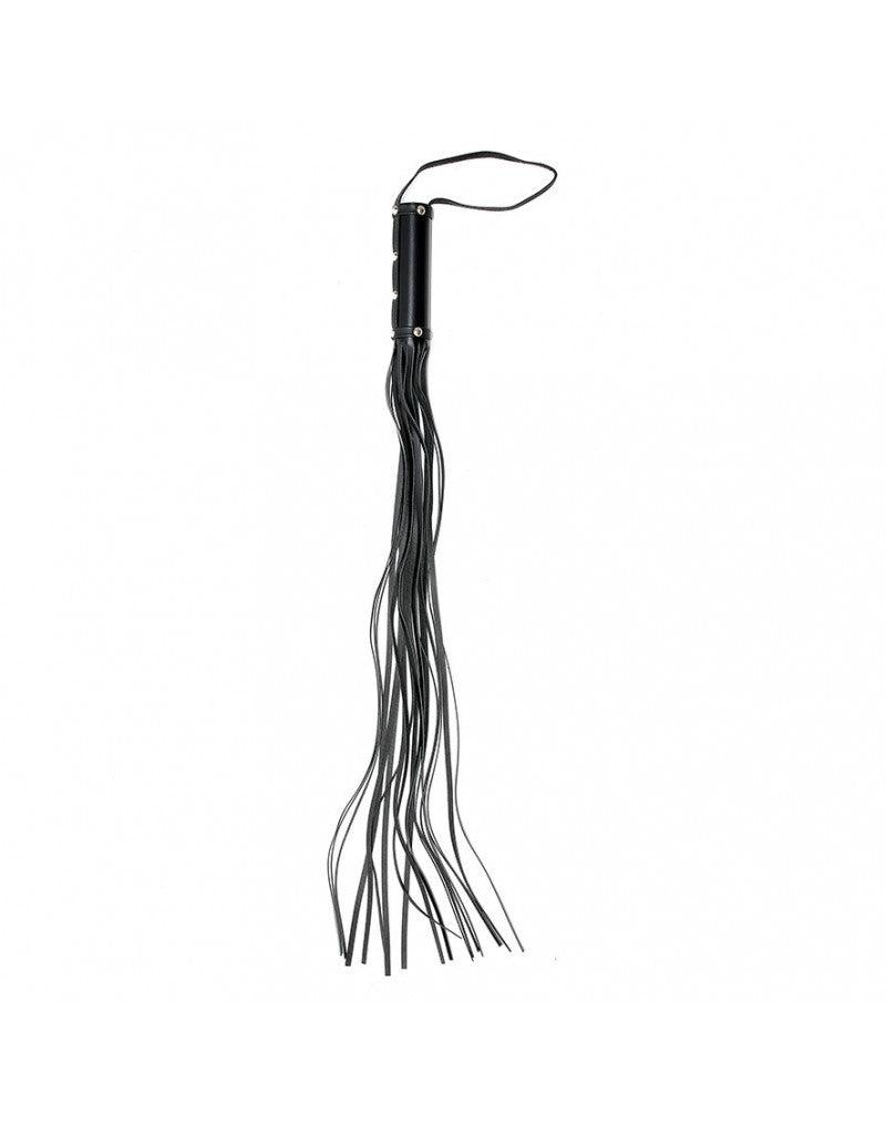 Rimba - Zweep - Flogger - 19 strengen En kort Handvat - Leer - Zwart