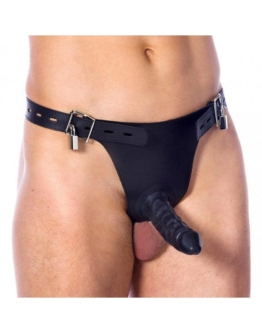 Rimba - Kuisheidsgordel Heren Met Penis Pouch en 2 hangsloten - Zwart