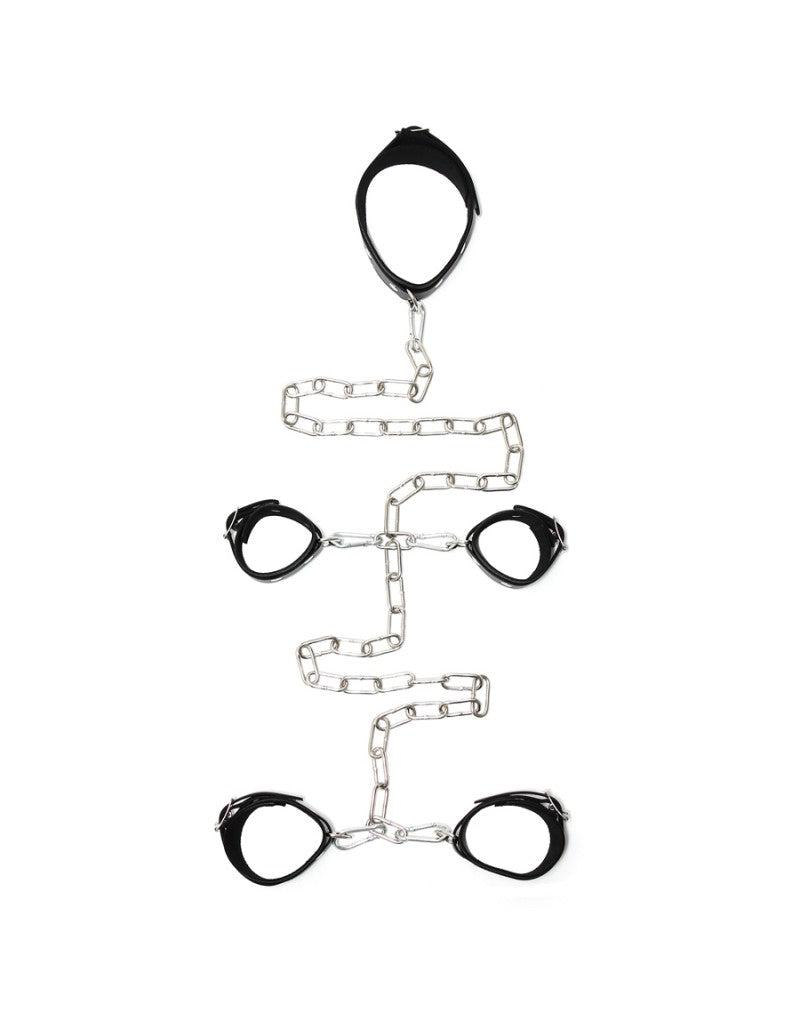 Rimba - Leren Boeienset Met handboeien voetboeien collar En Ketting