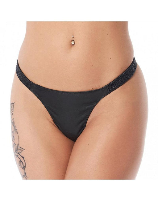 Rimba - Lederen Dames String - Rekbare Bandjes - Zwart