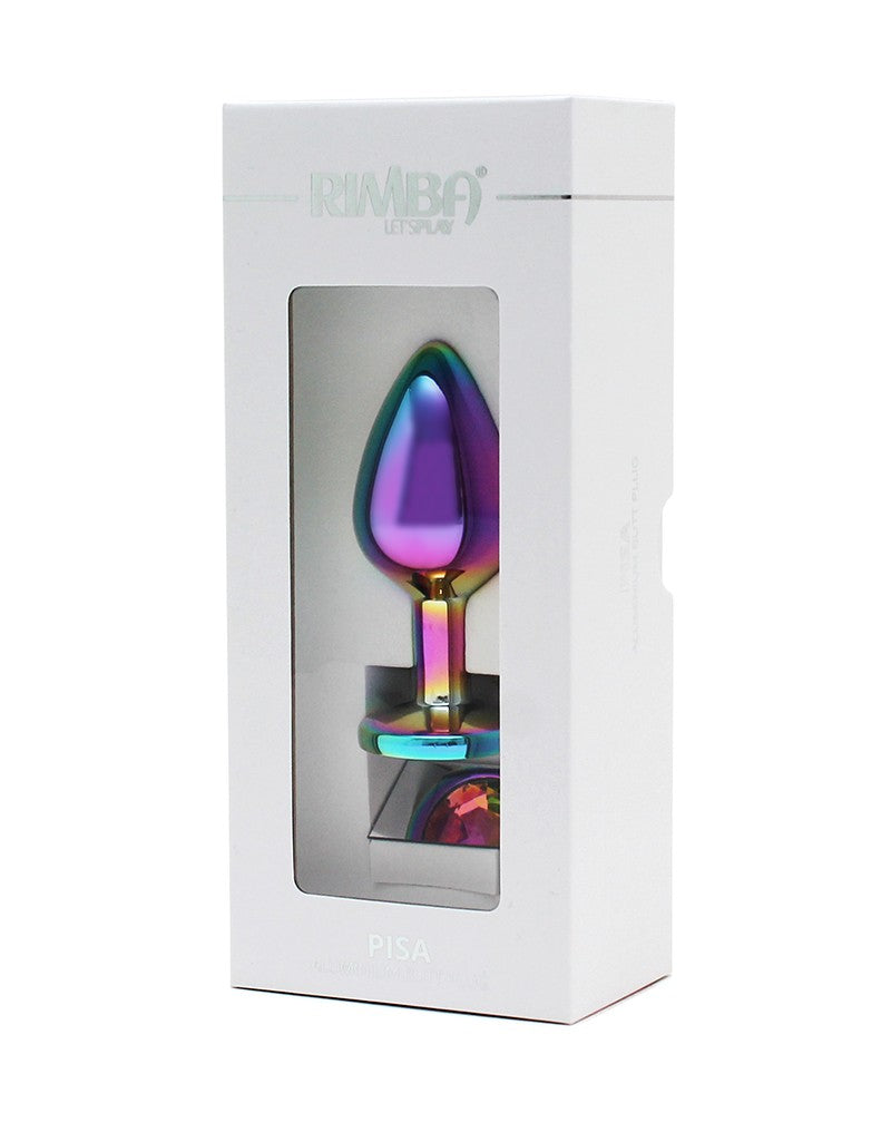 Rimba - Pisa - Rainbow RVS Buttplug Met Siersteen