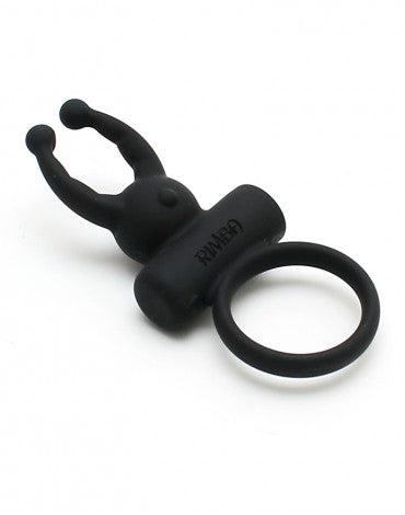 Rimba - Rome - Vibrerende Cockring Met clitoris stimulatie - Zwart