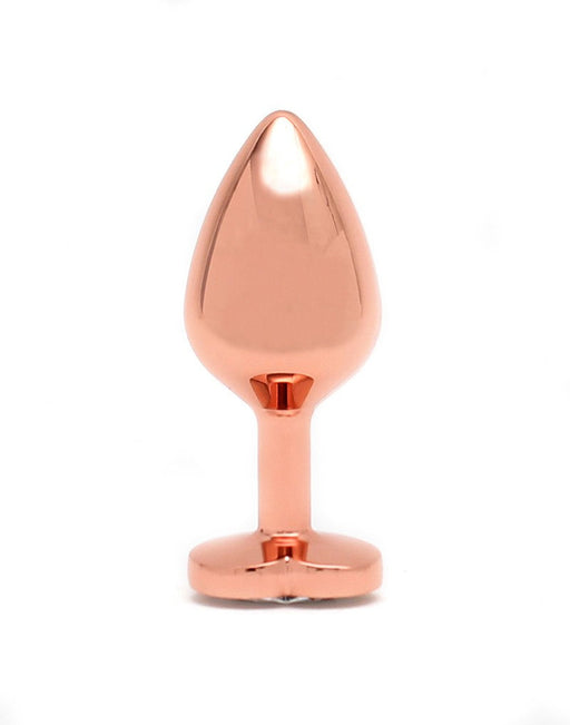 Rimba - Rosé Gouden Aluminium Buttplug Met Hartvormig Kristal