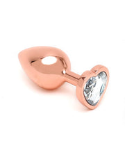 Rimba - Rosé Gouden Aluminium Buttplug Met Hartvormig Kristal