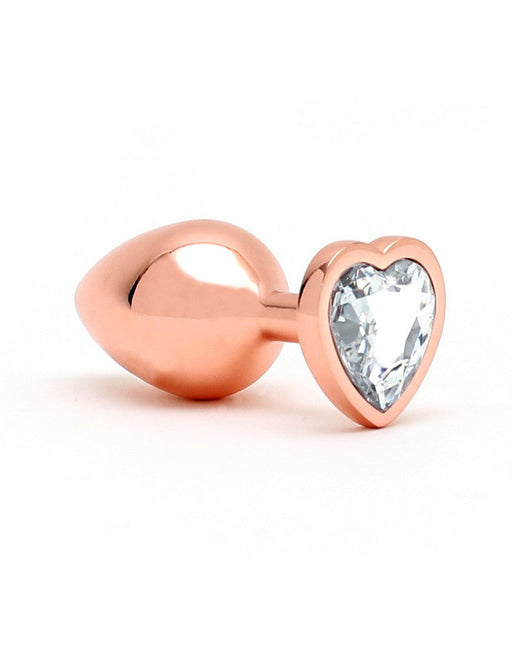 Rimba - Rosé Gouden Aluminium Buttplug Met Hartvormig Kristal