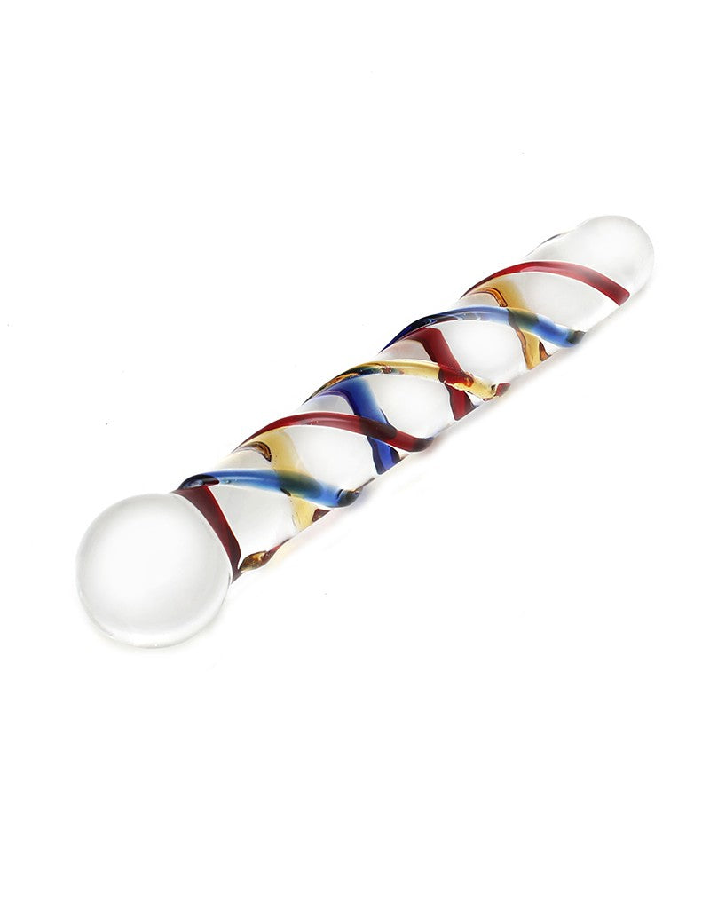 Rimba - Sensual Glass - Glazen Dildo Rachella - Transparant/Rood/Blauw/Geel