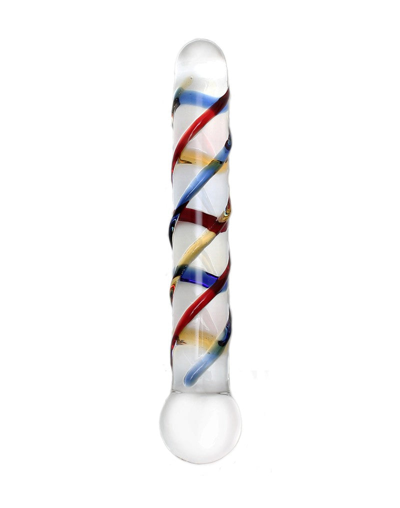 Rimba - Sensual Glass - Glazen Dildo Rachella - Transparant/Rood/Blauw/Geel