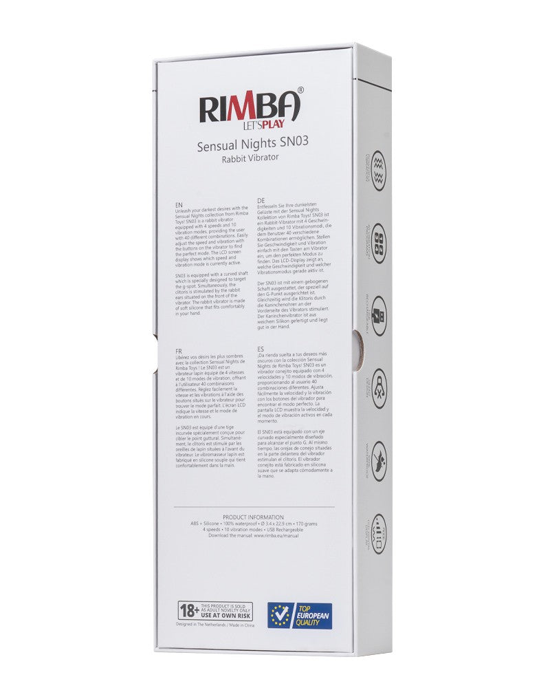Rimba - Sensual Nights SN03 - Rabbit Vibrator - Zwart