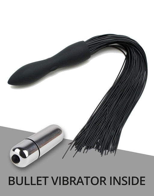 Rimba - Siliconen Flogger Zweep Met Vibrerende Dildo