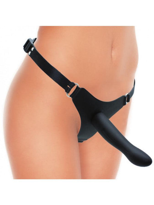 Rimba - Siliconen Voorbinddildo - Strap-on - Dildo met Verstelbaar Harnasje - Zwart
