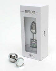 Rimba - Sofia - Metalen Buttplug Met Kristal - Wit