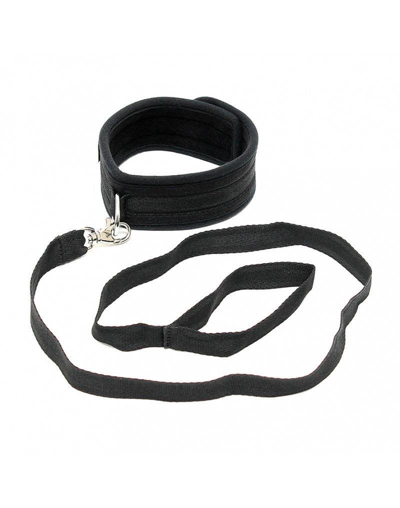 Rimba - Soft Bondage Halsband Met Leash - Zwart