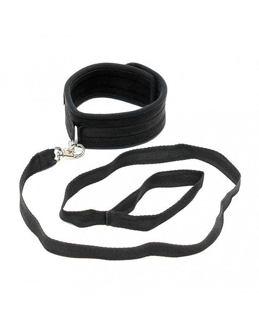 Rimba - Soft Bondage Halsband Met Leash - Zwart