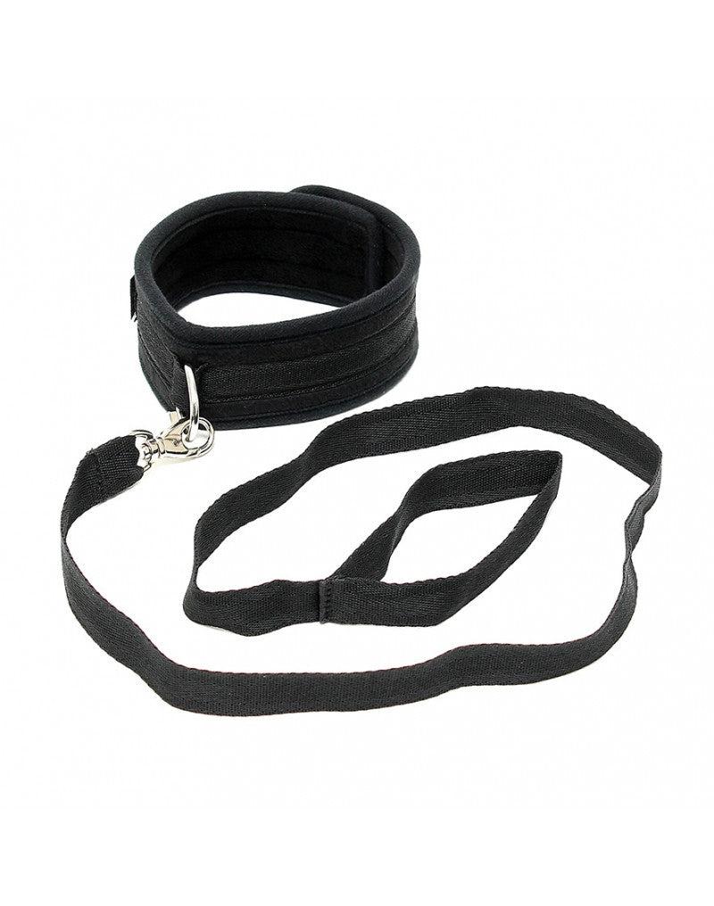 Rimba - Soft Bondage Halsband Met Leash - Zwart