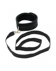 Rimba - Soft Bondage Halsband Met Leash - Zwart