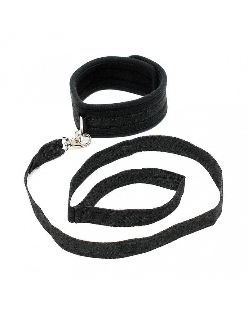 Rimba - Soft Bondage Halsband Met Leash - Zwart