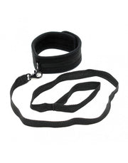 Rimba - Soft Bondage Halsband Met Leash - Zwart