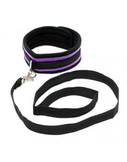 Rimba - Soft Bondage Halsband Met Leash - Zwart/Paars