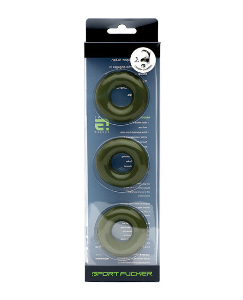 Sport Fucker - Chubby Rubber - Cockringen - 3 stuks - Legergroen
