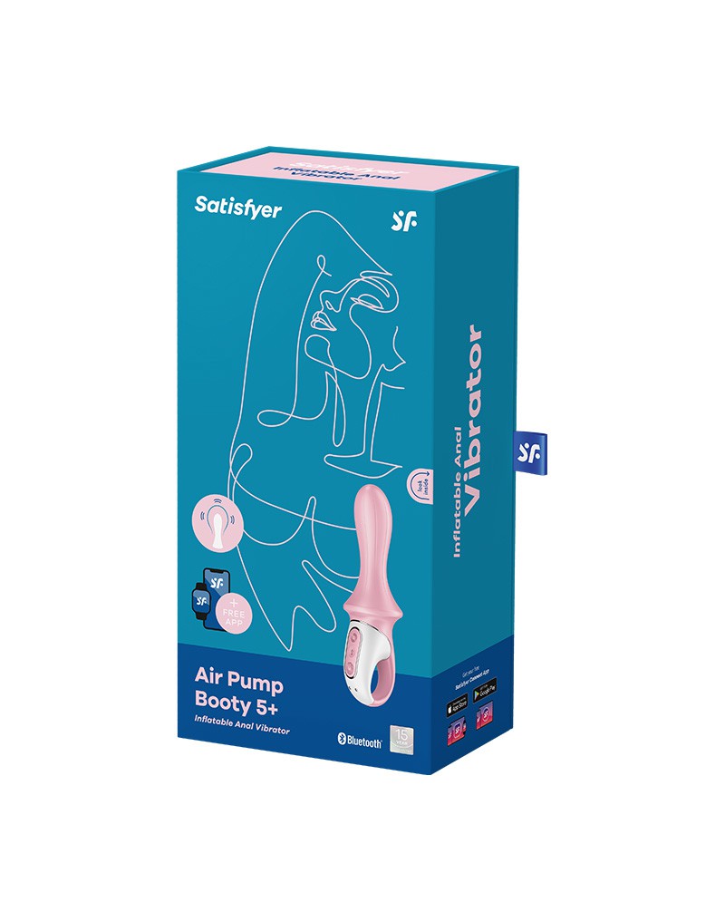 Satisfyer - Air Pump Booty 5+ - Opblaasbare Anaal Vibrator - Met App Control - Roze