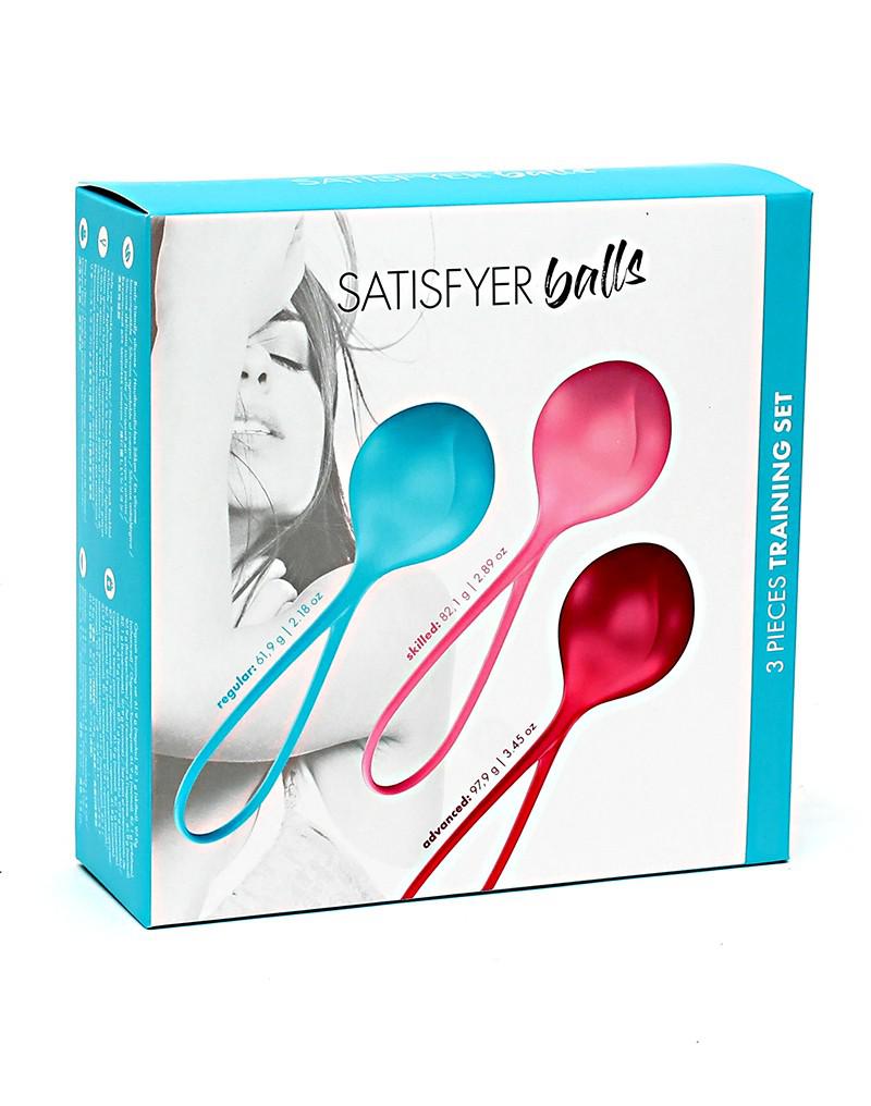 Satisfyer - Vagina Balletjes - Bekkenbodem Trainer - Set Van 3 - Rood/Roze/Blauw - Beginner
