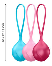 Satisfyer - Vagina Balletjes - Bekkenbodem Trainer - Set Van 3 - Rood/Roze/Blauw - Beginner