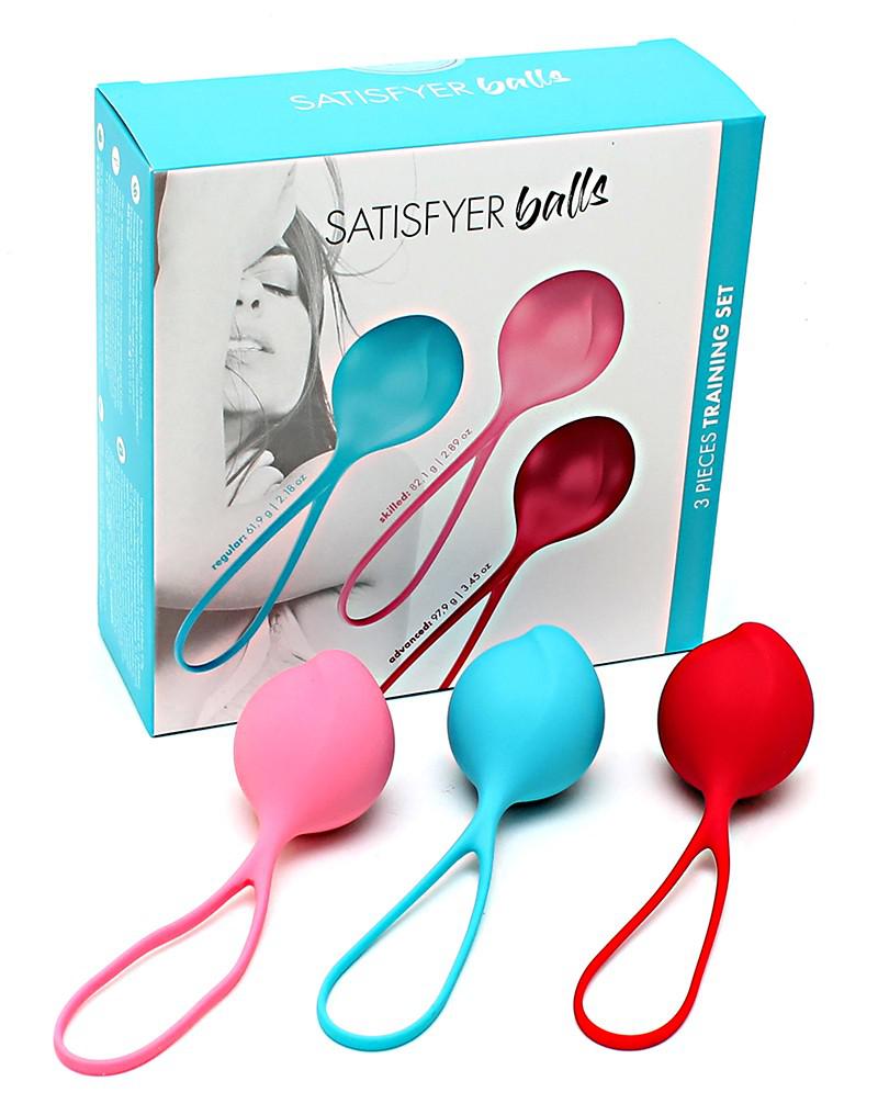 Satisfyer - Vagina Balletjes - Bekkenbodem Trainer - Set Van 3 - Rood/Roze/Blauw - Beginner