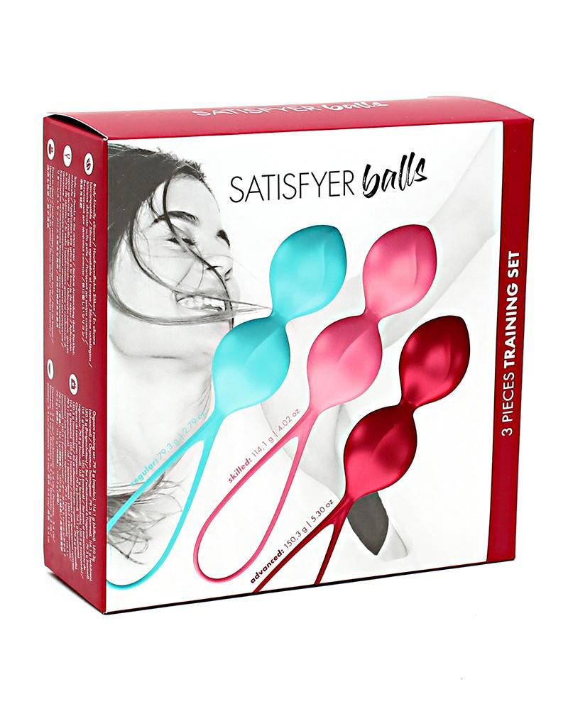 Satisfyer - Bekkenbodem Trainer Kegel Balls Set Van 3 - Rood - Roze - Blauw - gevorderd