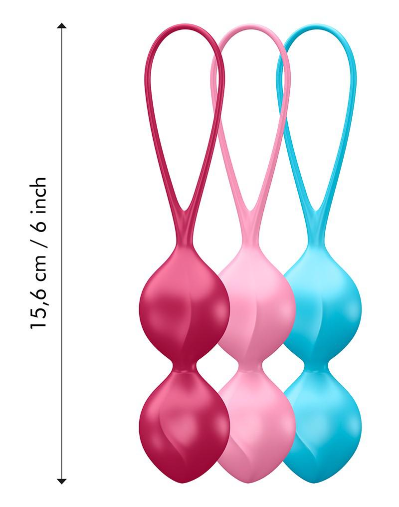 Satisfyer - Bekkenbodem Trainer Kegel Balls Set Van 3 - Rood - Roze - Blauw - gevorderd