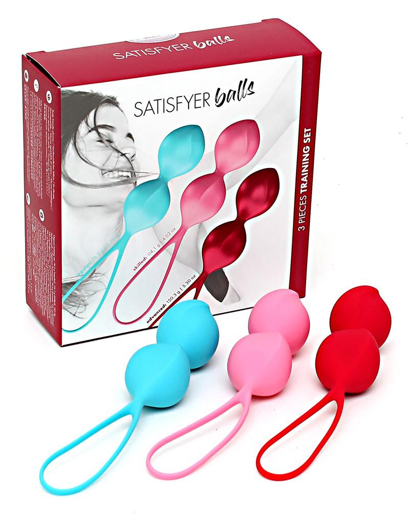 Satisfyer - Bekkenbodem Trainer Kegel Balls Set Van 3 - Rood - Roze - Blauw - gevorderd